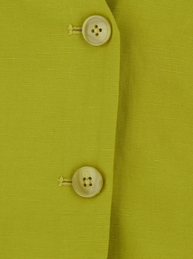 Twinset Yellow Vest with V-Neck and Drawstring Closure on Neck and Back in Blend Linen for women in Yellow 75% Lyocell 25% Linen, photo 5 of 6 from Gaudenzi Boutique