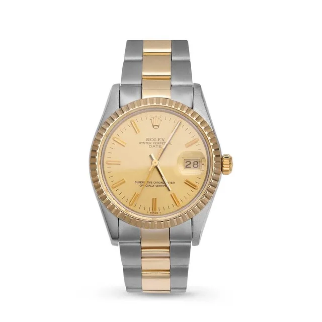 Rolex Date Automatic Chronometer Champagne Dial Unisex Watch 15053 CSO in neutral|yellow|white|silver|gold|gray from Jomashop.com