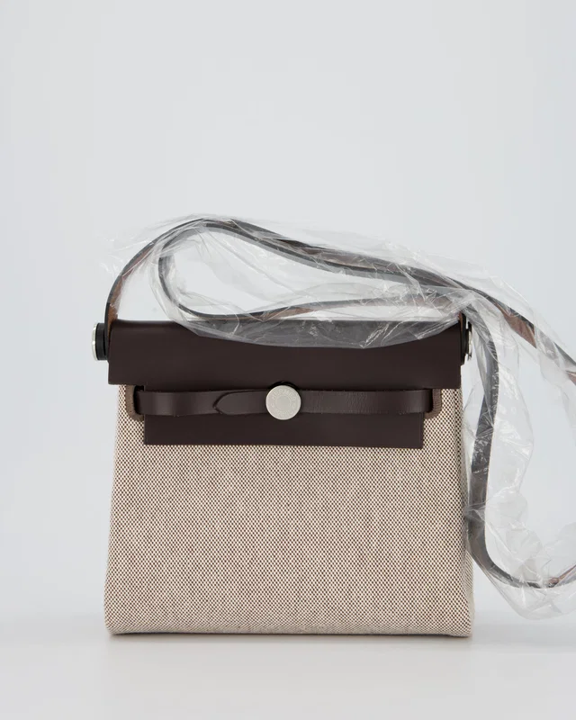 Hermès Mini Herbag Zip 20 Bag in Brown Canvas from Sellier