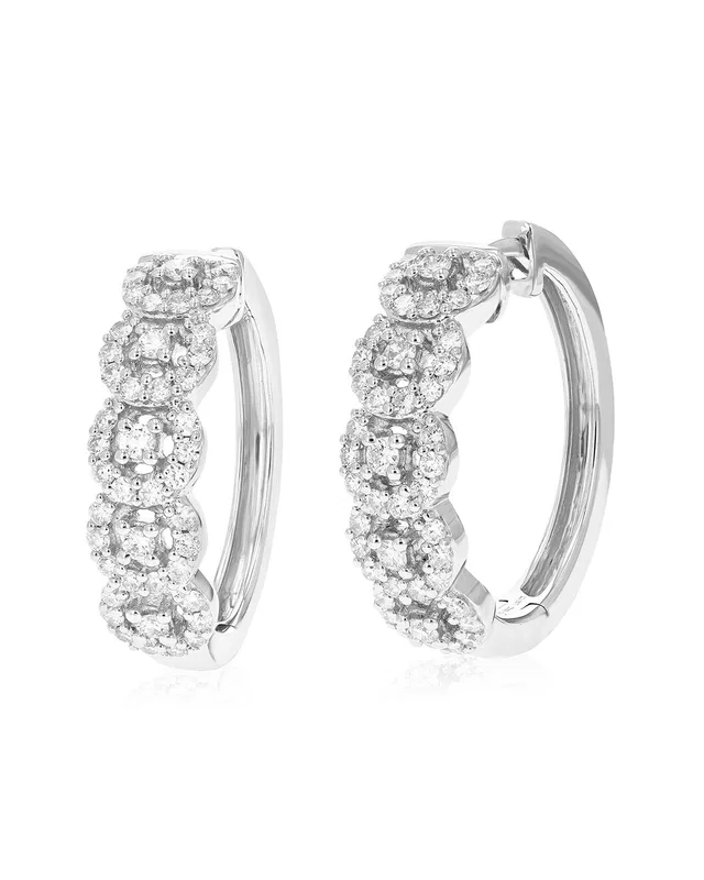Amairah Silver 1.00 ct. tw. Lab-Grown Diamond Hoops, image 1 of 1 from Rue La La