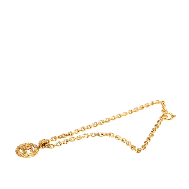 Gold Chanel CC Gold Plated Round Pendant Necklace in Gold from Designer Revival