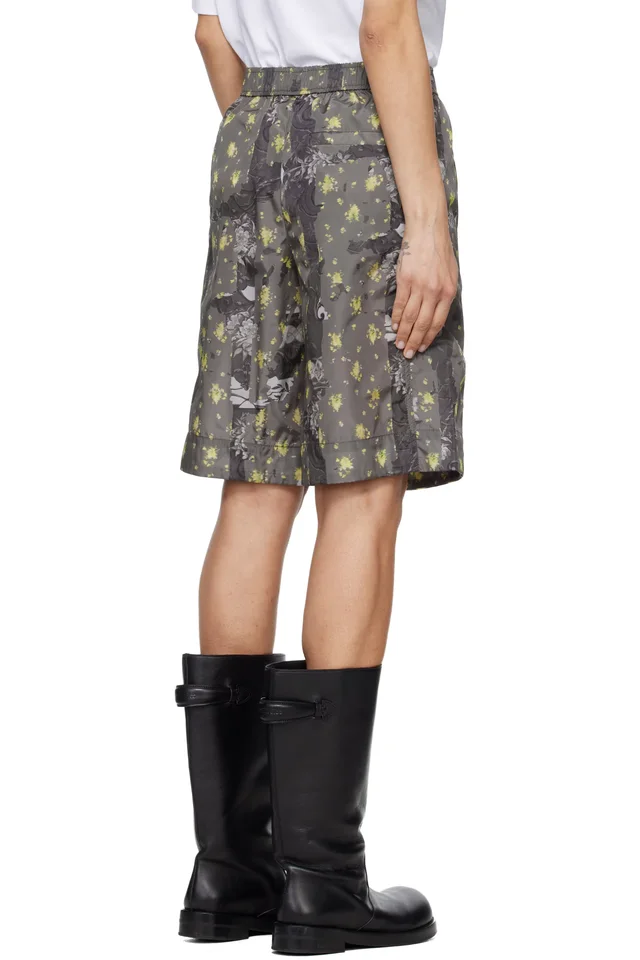 GANNI Gray Printed Flyweight Nylon Boy Shorts, photo 3 of 4 from SSENSE