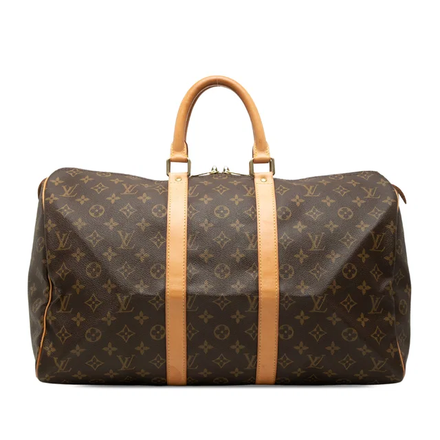 Brown Louis Vuitton Monogram Keepall 45 Travel Bag in Brown Coated canvas from Designer Revival