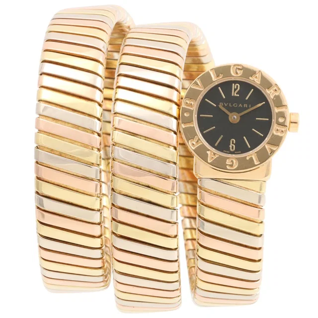 18K Bvlgari Tubogas Watch Yellow Gold/Pink Gold/White Gold in White from VINTAGE QOO TOKYO