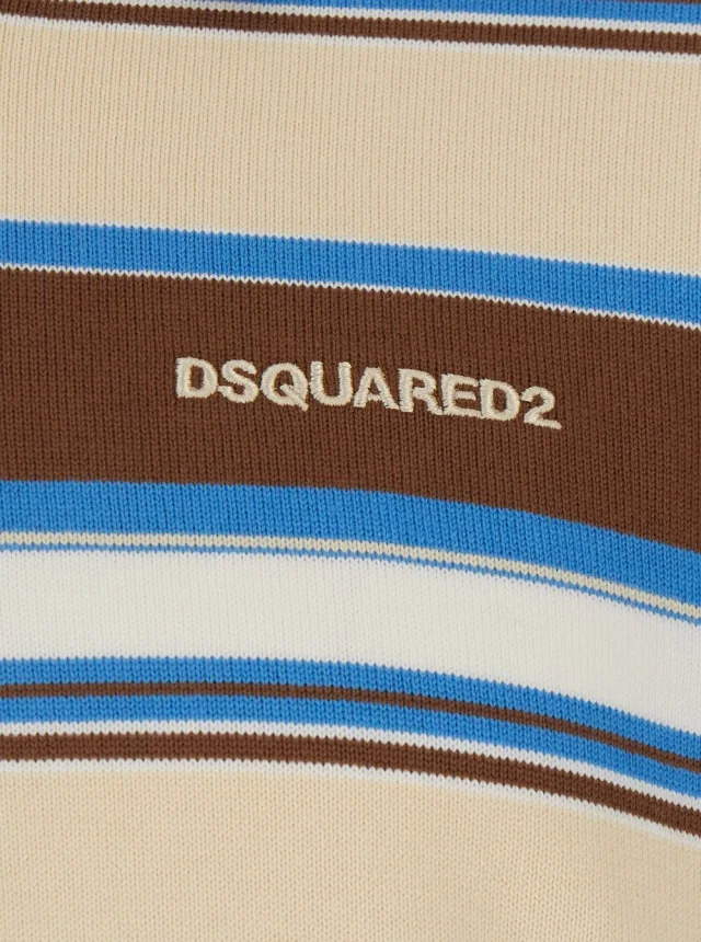 Dsquared2 Multicolor Polo Shirt with logo lettering on the front and all-over striped print in Cotton for Men in Multicolor 100% Cotton, photo 5 of 6 from Gaudenzi Boutique