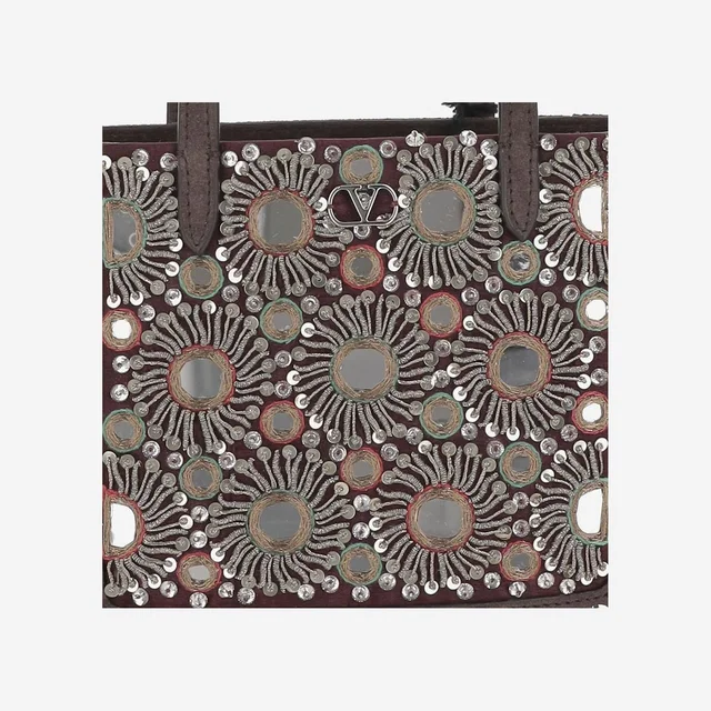 Valentino Garavani Shoulder Bag — Brown Viscose in Brown Suede from HEWI