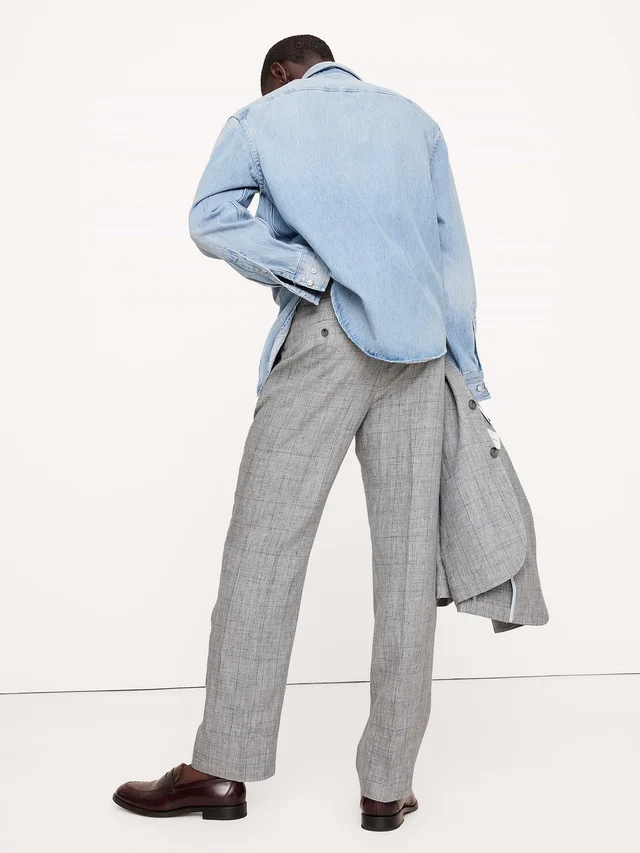 Banana Republic Straight Plaid Linen Suit Pant in Gray Plaid, photo 2 of 7 from Banana Republic (US)