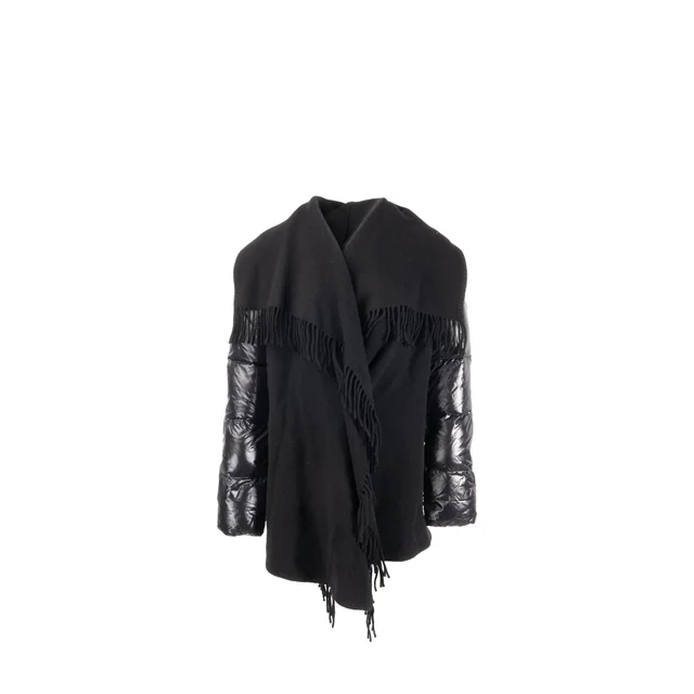 Moncler Size S Cape Down Sleeve Wool/Polyamide Black in Black Wool from EMIER