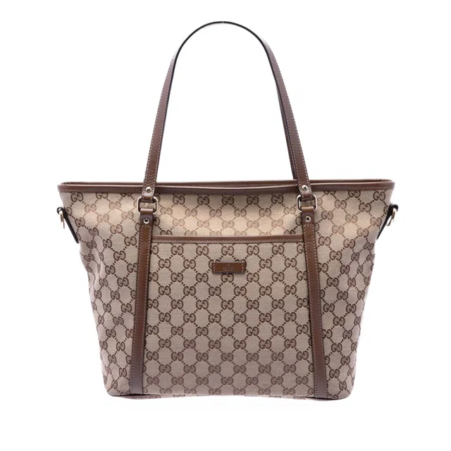 Beige Gucci GG Canvas Joy Convertible Tote Satchel in Beige Canvas from Designer Revival