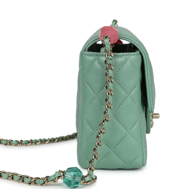 Chanel Candy Heart Mini Flap Bag Turquoise Lambskin Enamel and Light Gold Hardware in Blue Lambskin from Madison Avenue Couture, photo 3 of 13