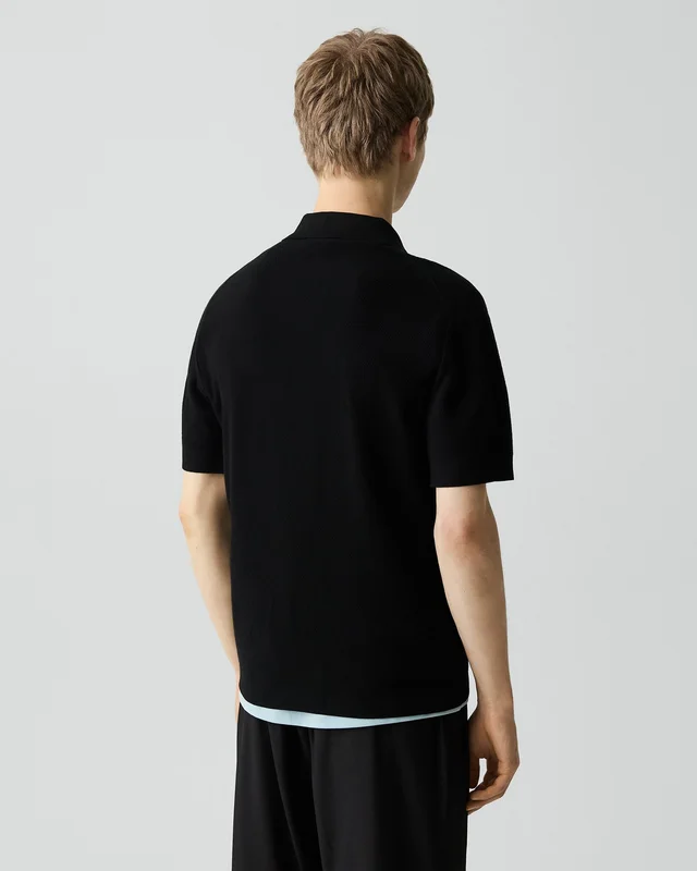 Theory Brenan Polo Shirt in Light Bilen in BLACK 62% Viscose, 38% Polyester; Exclusive Of Elastic, photo 3 of 14 from Theory