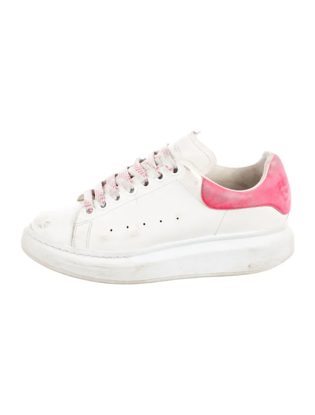 Alexander McQueen Leather Sneakers in white Leather from The RealReal