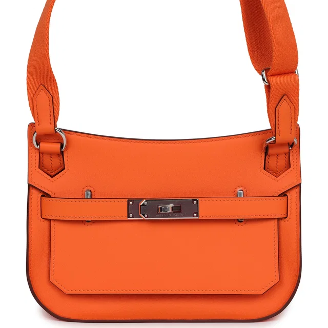 Hermès Jypsiere Mini Orange Minium Swift Palladium Hardware in Orange Swift leather from Madison Avenue Couture