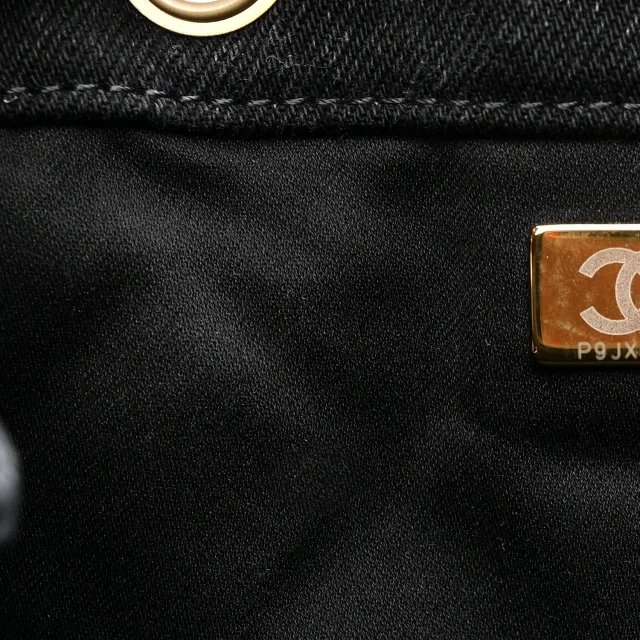 Washed Denim Quilted Large Chanel 25 Handbag Black in Black Denim from FASHIONPHILE, photo 7 of 10