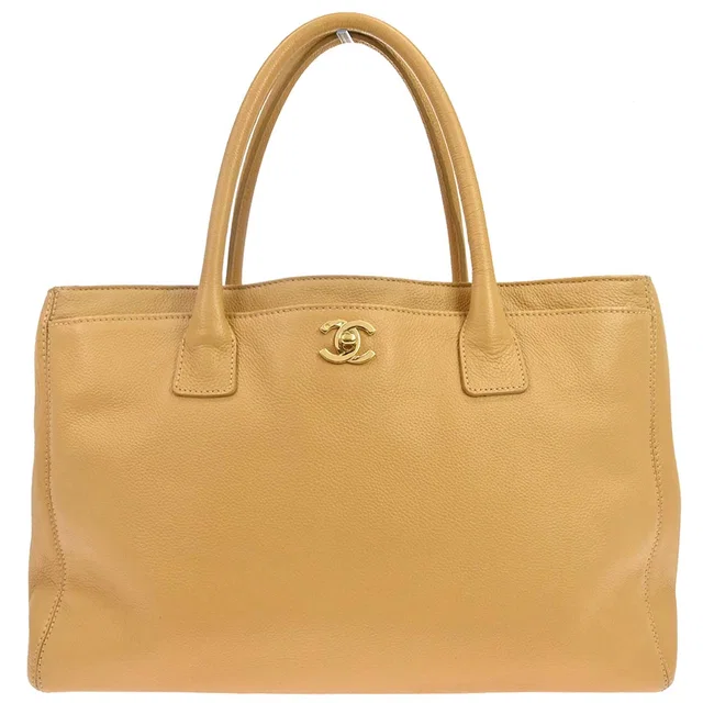 Chanel 2005-2006 Beige Calfskin Executive Cerf Tote Bag in Beige Calfskin from AMORE Vintage Tokyo