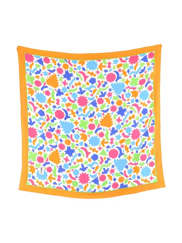 Saint Laurent 'Hommage a Matisse' Multicolor Geometric Scarf in Multicolor Silk from Arcade Vintage