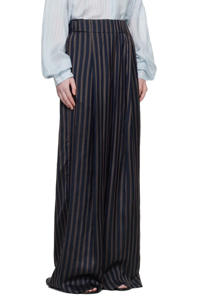 Dries Van Noten Navy Drawstring Trousers, photo 2 of 4 from SSENSE