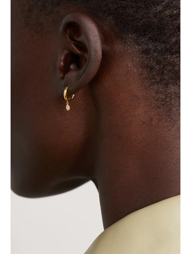 OCTAVIA ELIZABETH + NET SUSTAIN Micro Gabby 18-karat recycled gold diamond hoop earrings in Metallic, photo 2 of 2 from NET-A-PORTER (Canada)