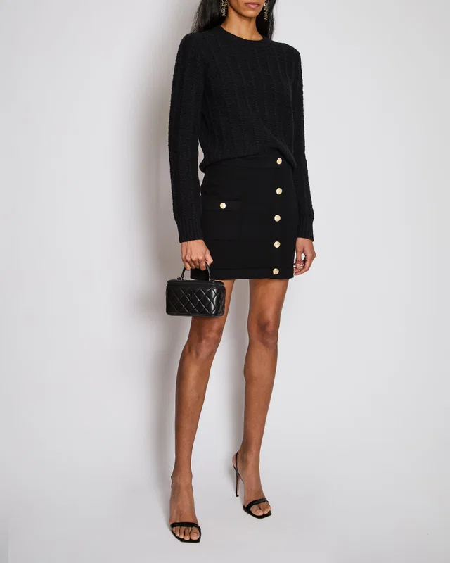 Chanel Black Wool and Cashmere Jumper with Black CC Logo Detail Size FR 36 (UK 8) in Black Cashmere from Sellier