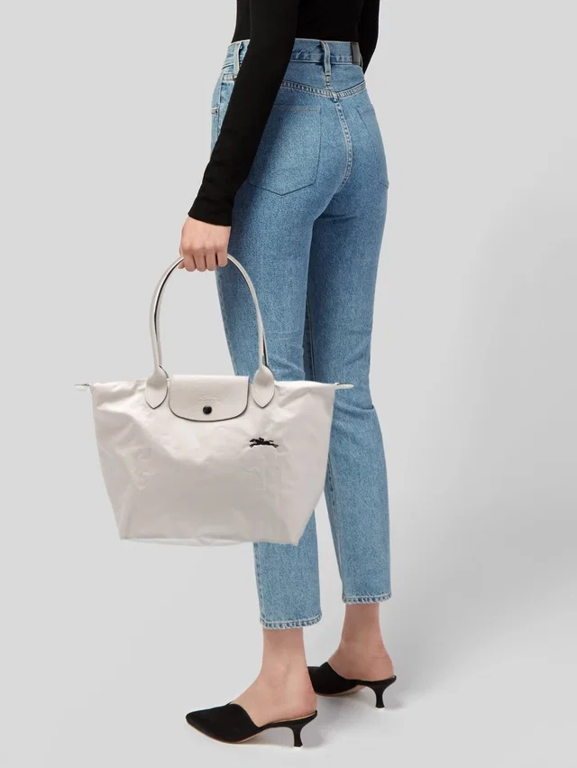 Longchamp Le Pliage Tote White Nylon Leather Shoulder Travel Lightweight Office in White Nylon from Poshmark