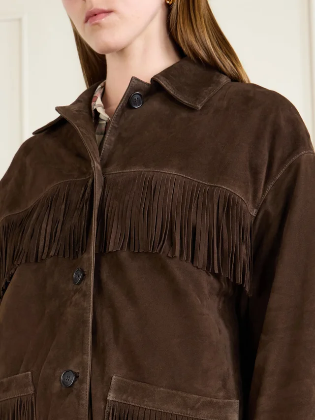 NILI LOTAN Fringed suede jacket in dark brown 100% Goat, photo 5 of 5 from NET-A-PORTER (Canada)