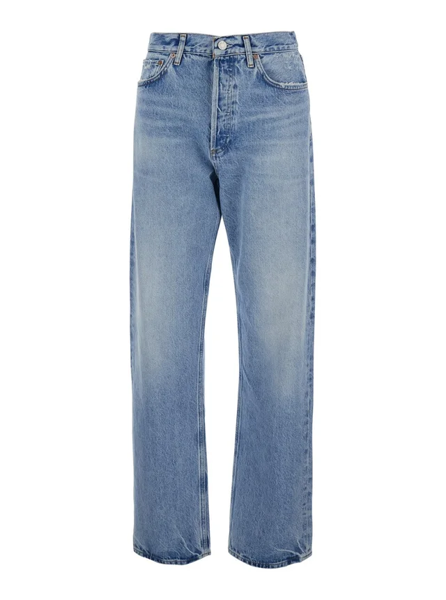 AGOLDE Blue Blue Jeans with Bleached Effect and Five-Pocket Design in Denim Men in Blue, photo 2 of 6 from Gaudenzi Boutique