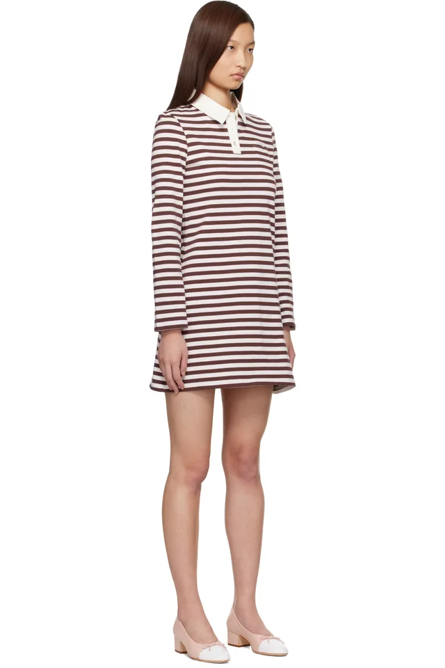 Sandy Liang Off-White & Brown Toto Minidress, photo 2 of 4 from SSENSE