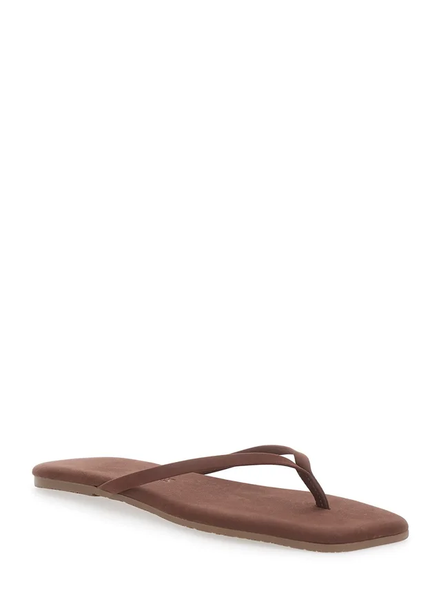 TKEES 'Lily' Brown Flip-Flop Sandals with Square Toe in Suede Woman in Brown, photo 4 of 8 from Gaudenzi Boutique