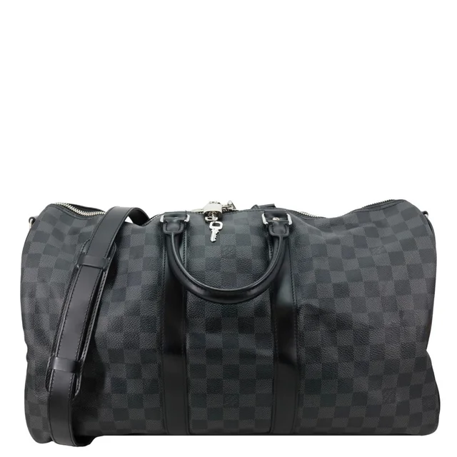 Louis Vuitton Keepall 45 Bandouliere Damier Graphite Canvas Duffle Bag Black in Black Canvas from Dallas Designer Handbags