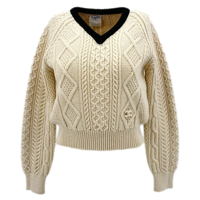 Chanel Fall 1996 wool fisherman knit jumper #42 in Wool from AMORE Vintage Tokyo