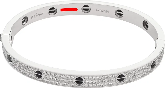 Cartier LOVE bracelet, classic model, paved, ceramic 18k white gold. Size 20 in White White Gold from Gray And Sons
