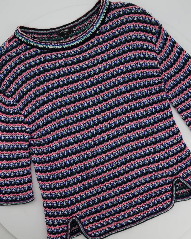 Chanel Pink, Black Metallic Green Mid-Sleeve Top FR 38 (UK 10) in Black Tweed from Sellier, photo 7 of 14