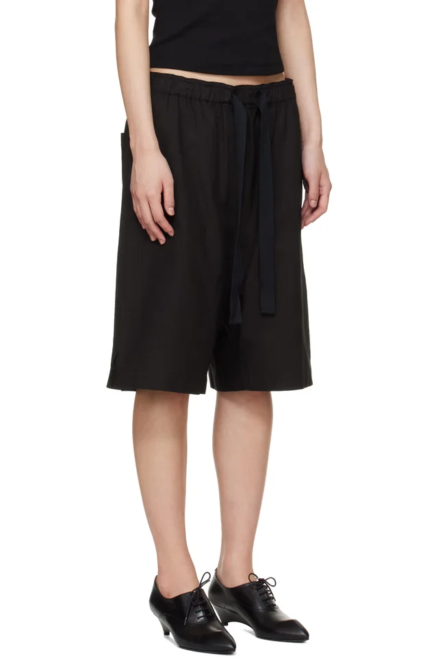 Studio Nicholson Black Demba Shorts, photo 2 of 4 from SSENSE