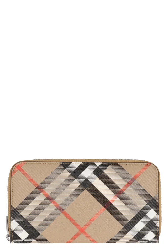 Burberry Check Coated Canvas Wallet — Beige Polyester & Cardholders in Beige Coated canvas from HEWI