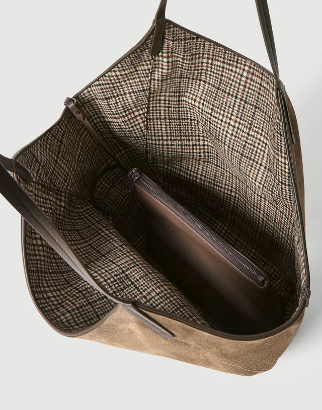 Brunello Cucinelli Reversible Duo shopper in suede with monili, photo 5 of 5 from SENSER