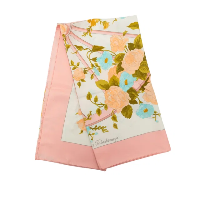 Pink Hermès Romantique for Takashimaya Silk Scarf 90 Scarves in Pink Silk from Designer Revival