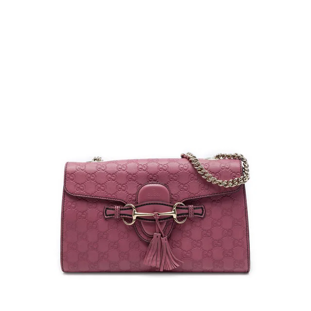 Pink Gucci Medium Guccissima Emily Shoulder Bag in Pink Leather from Designer Revival