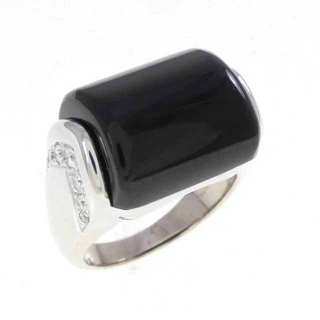 Bvlgari Musa 750 White Gold Onyx Diamond Ring Size 9 in White from LuxUness