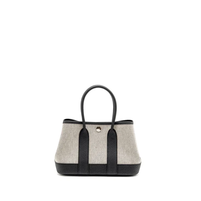 Hermès Neo Garden Party 23 Canvas/Negonda Ecru-noir/ Shw Stamp G in Black Canvas from EMIER