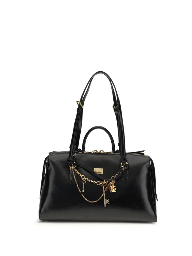 Dolce & Gabbana Vittoria Shoulder Bag — Black Calf Leather in Black Calfskin from HEWI