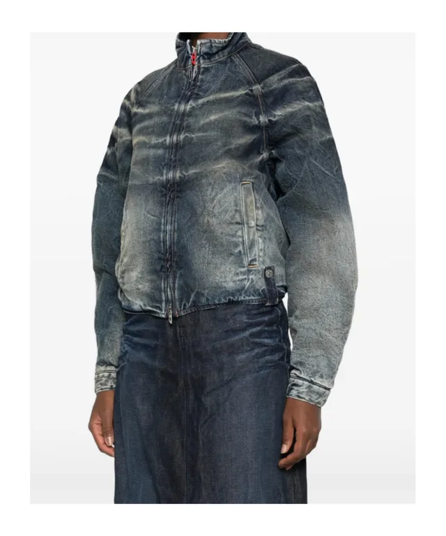 Diesel faded-effect raglan-sleeve denim jacket, photo 2 of 4 from SENSER