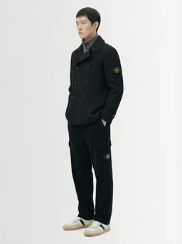Stone Island Double-breasted jacket with collar in 0% Virgin Wool, 0% Polyurethane, photo 3 of 6 from LUISAVIAROMA