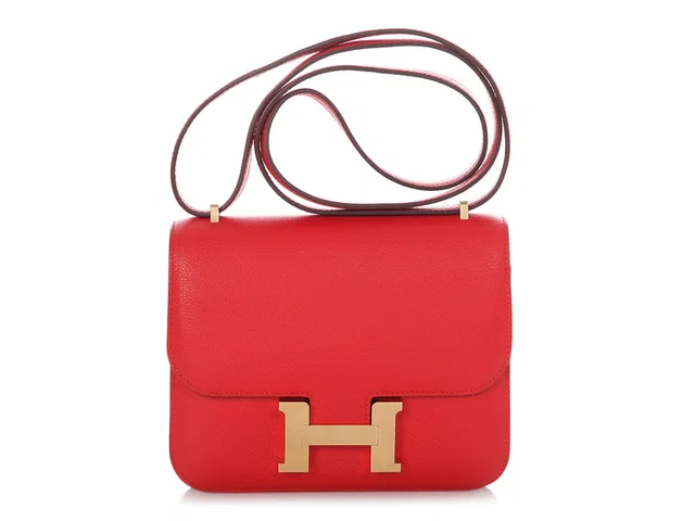 Hermès Rouge de Coeur Evercolor Constance 18 in Red Leather from Ann's Fabulous Finds