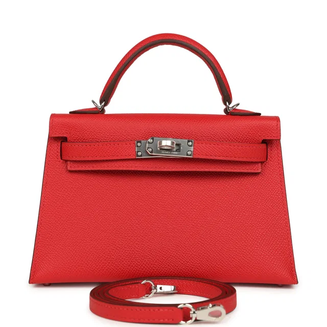 Hermès Kelly Sellier 20 Rouge Radieux Epsom Palladium Hardware in Red Epsom leather from Madison Avenue Couture