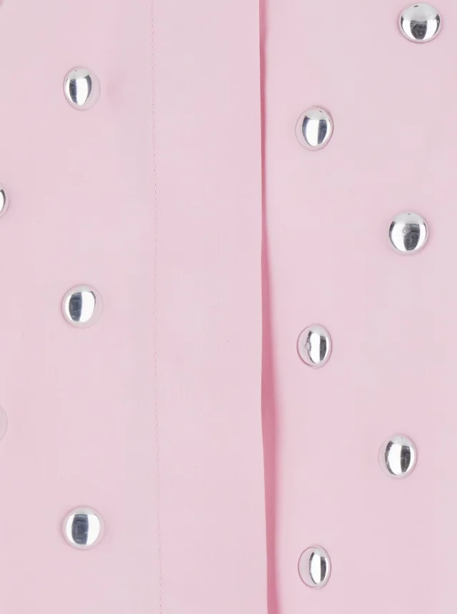 Msgm Pink Shirt with classic collar and stud decoration on the front in cotton for women in Pink 100% Cotton, photo 5 of 6 from Gaudenzi Boutique