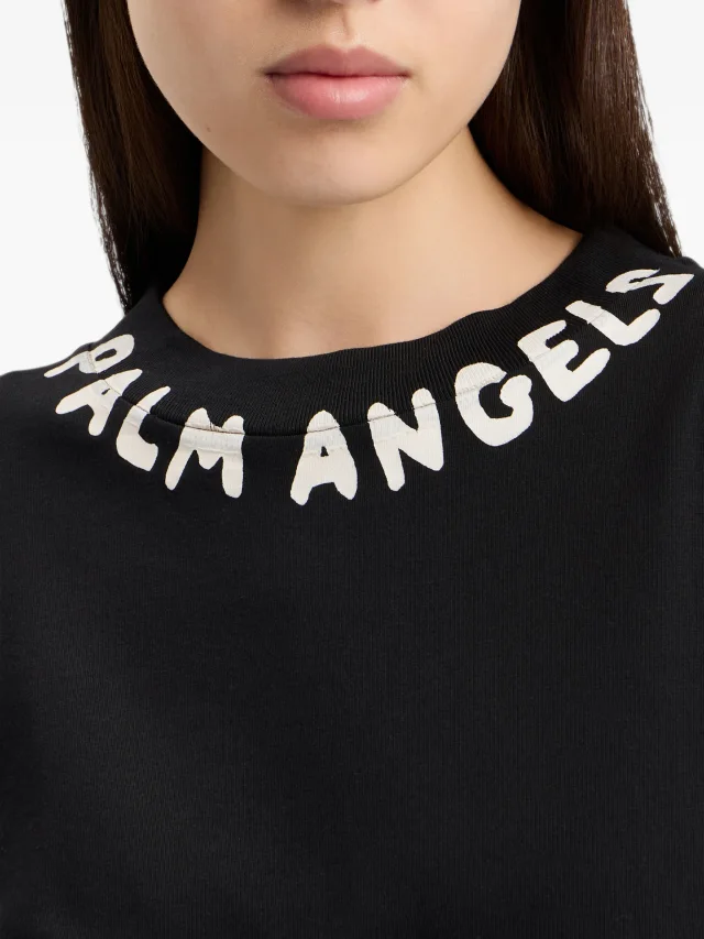 Palm Angels logo-printed crew-neck T-shirt in Black, photo 6 of 8 from FARFETCH