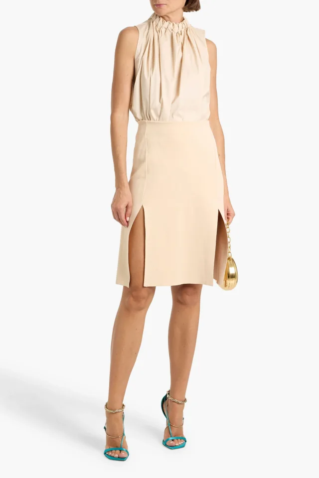 Stella McCartney Stretch-Knit Slit-Detail Skirt in Beige, photo 2 of 4 from THE OUTNET