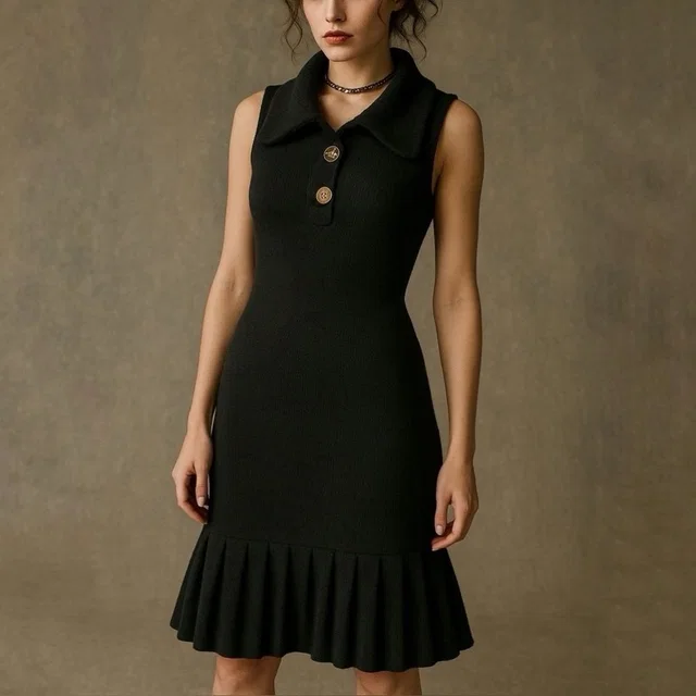 Vivienne Westwood Red Label Vintage Y2k Wool Knit Sleeveless Pleated Skirt Dress in black Wool from Poshmark