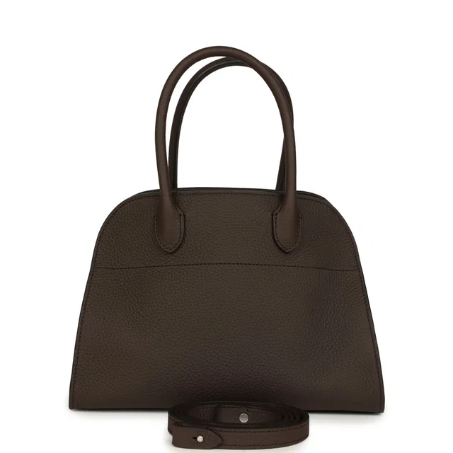 The Row Soft Margaux 10 Deep Brown Calfskin Silver Hardware in Brown Calfskin from Madison Avenue Couture