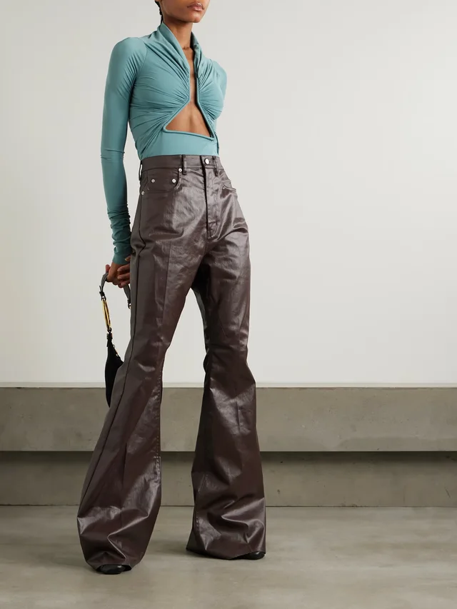 RICK OWENS Cutout ruched stretch-jersey top in Blue, photo 2 of 2 from NET-A-PORTER (Canada)